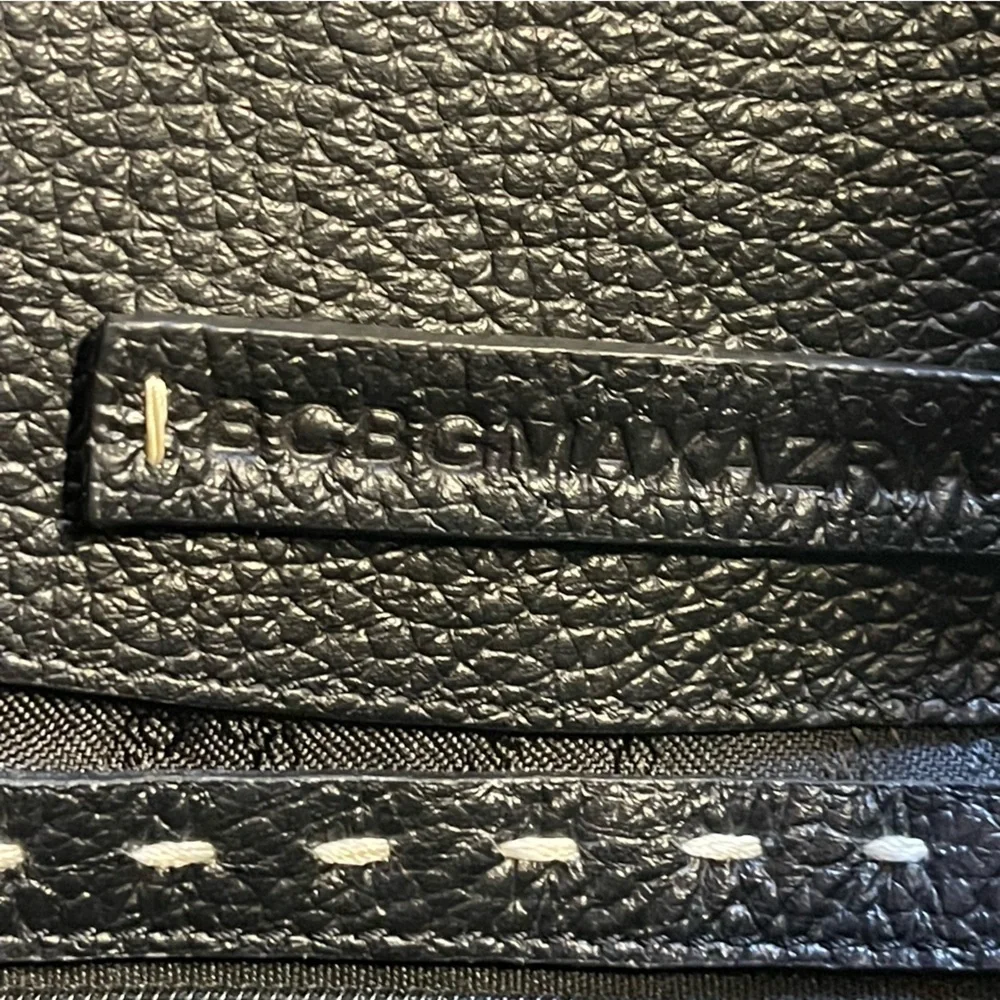 BCBGMaxAzria Black Genuine Pebbled Leather Shoulder Bag Silver Hardware Designer
